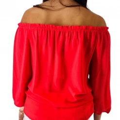 Veronica M Contemporary Clothing The Off The Shoulder Blouse In Neon Peach