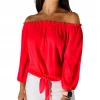 Veronica M Contemporary Clothing The Off The Shoulder Blouse In Neon Peach