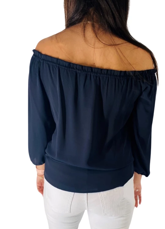 Veronica M The Off The Shoulder Blouse In Navy Contemporary Clothing 2 Veronica M The Off The Shoulder Blouse In Navy Contemporary Clothing