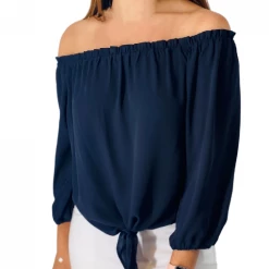 Veronica M The Off The Shoulder Blouse In Navy Contemporary Clothing