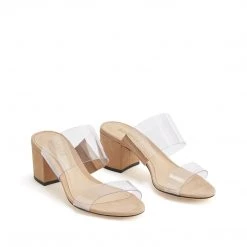 Schutz The Block Heel Vinyl Sandal In Honey Beige