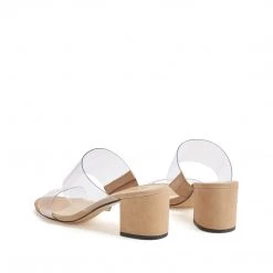 Schutz The Block Heel Vinyl Sandal In Honey Beige