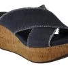 Chocolat Blu The Frayed X Band Cork Wedge In Denim
