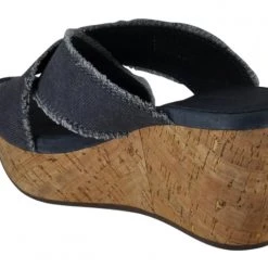 Chocolat Blu The Frayed X Band Cork Wedge In Denim