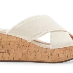 Chocolat Blu The Frayed X Band Cork Wedge In Natural Shoes