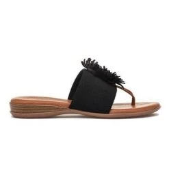 Andre Assous The Elastic Thong Puff Sandal In Black