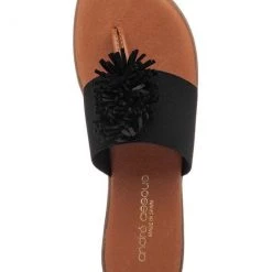 Andre Assous The Elastic Thong Puff Sandal In Black