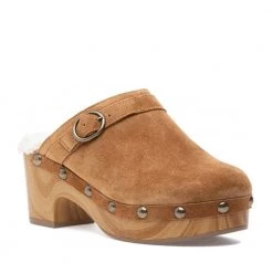 Chinese Laundry Shoes The Faux Fur Lined Clog With Belt Detail In Brown