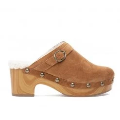 Chinese Laundry Shoes The Faux Fur Lined Clog With Belt Detail In Brown