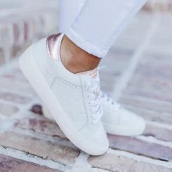 Vintage Havana The Embossed Star Lace Sneaker In White Rose Gold