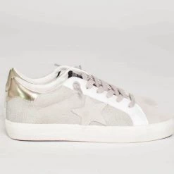 Vintage Havana Shoes The Star Lace Dot Embossed Sneaker In Silver Multi