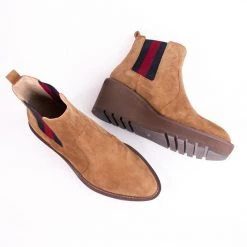 Cecelia The Stripe Gore Bootie In Tan