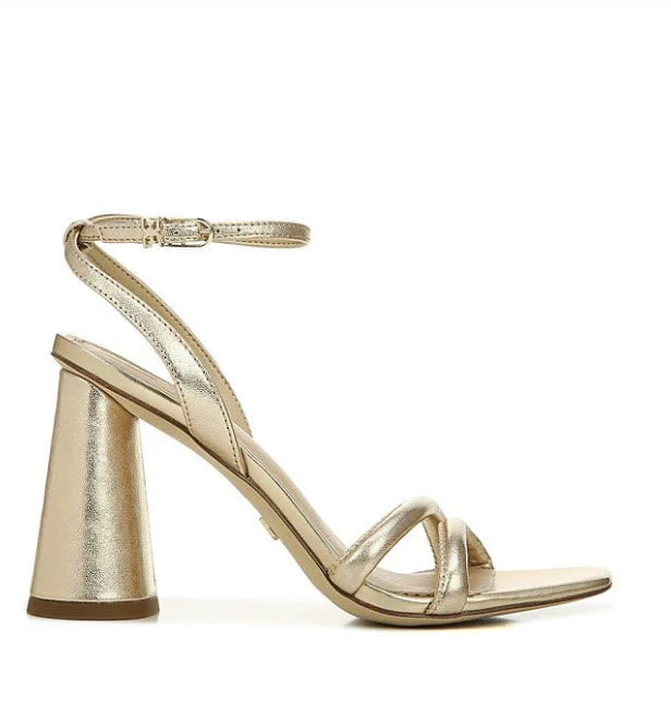 Sam Edelman The Square Toe High Heel Sandal In Gold 2 Sam Edelman The Square Toe High Heel Sandal In Gold
