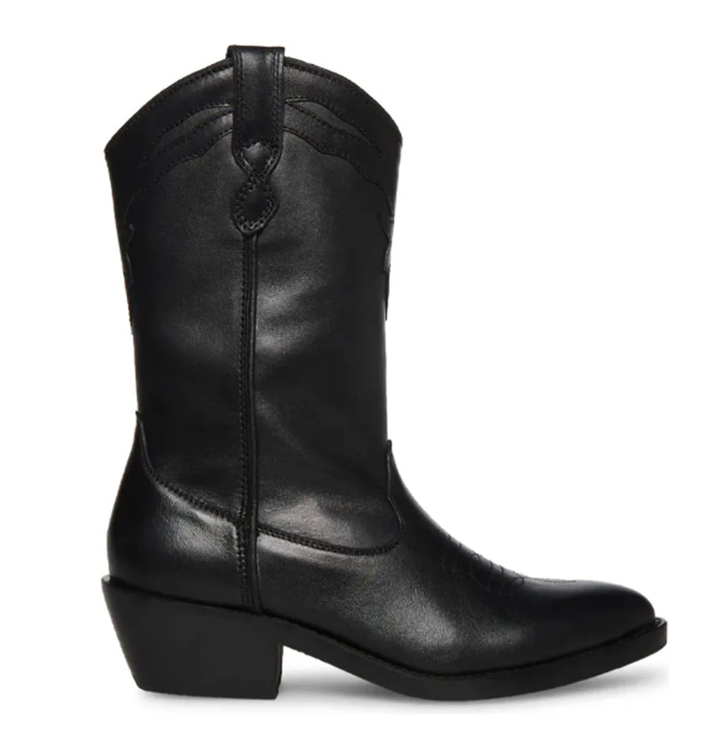 Steve Madden Shoes The Mid Cowboy Bootie In Black 2 Steve Madden Shoes The Mid Cowboy Bootie In Black