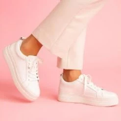 J Slides The Platform Lace Sneaker In White