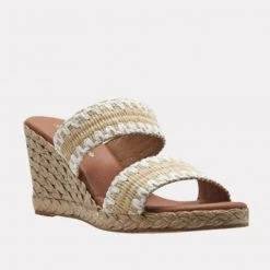 Andre Assous The Raffia 2 Band Espadrille In Beige White Shoes