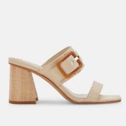 Dolce Vita The Raffia Buckle Sandal In Natural