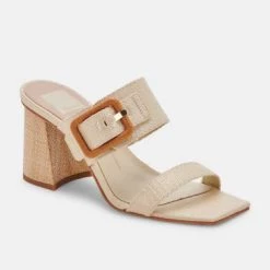 Dolce Vita The Raffia Buckle Sandal In Natural