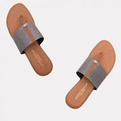 Andre Assous The Elastic Thong Sandal In Pewter