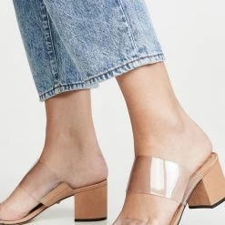 Schutz The Block Heel Vinyl Sandal In Honey Beige