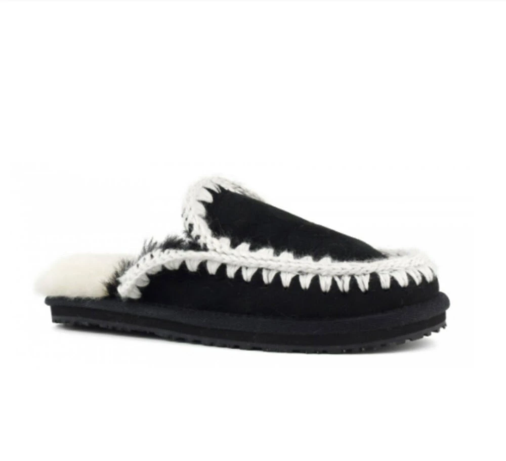 Mou The Crochet Stitch Slipper In Black 1 Mou The Crochet Stitch Slipper In Black