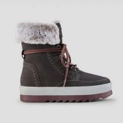 Cougar The Waterproof Fur Collar Lace Snow Boot In Pewter Shoes