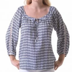 Walker & Wade The Peasant Top In Navy Geometric